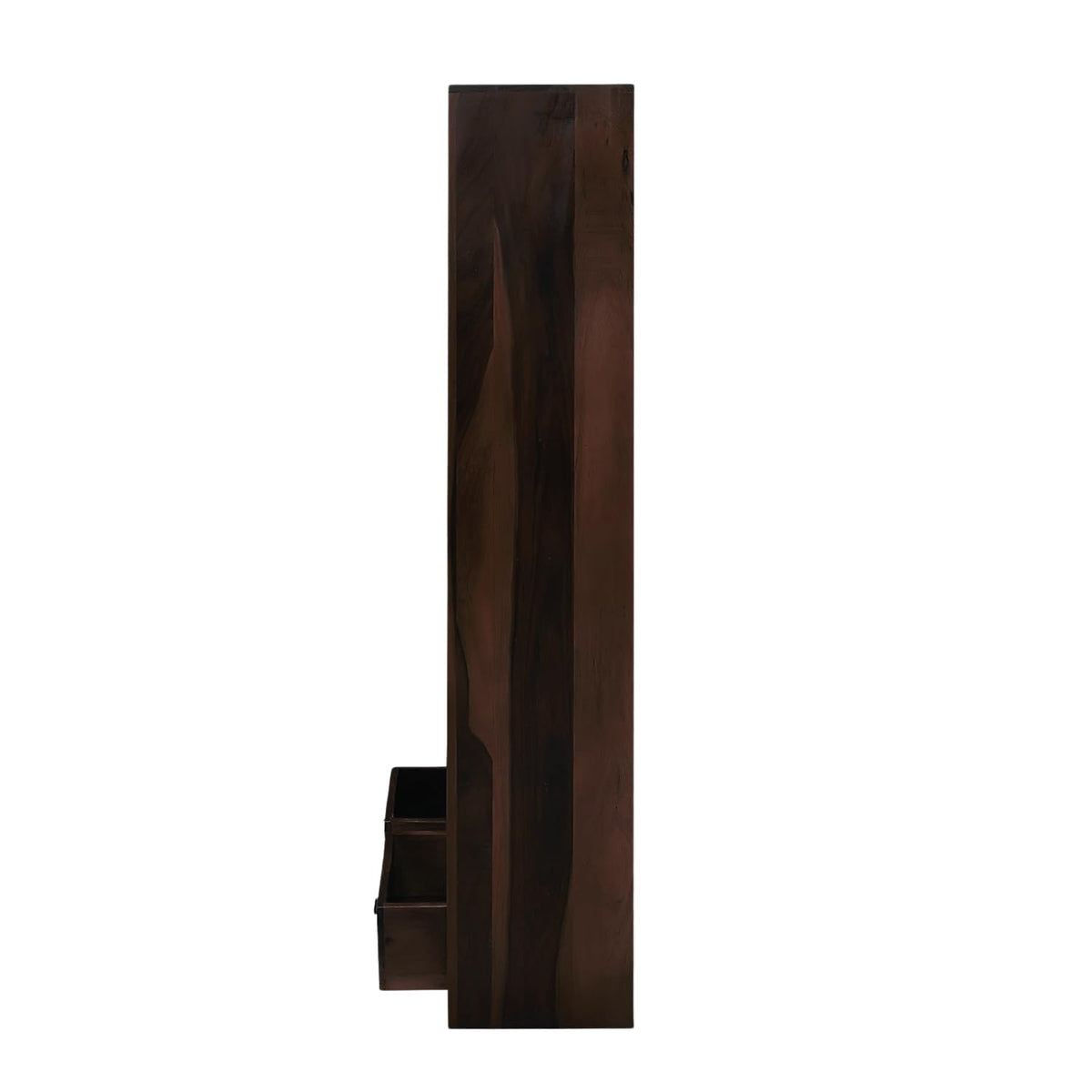 SAC-Zigzag Solid Sheesham Wood Book Shelf for Home Library in walnut finish - corner angle view