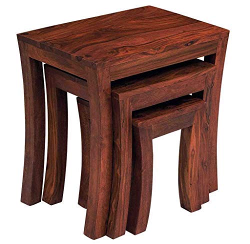RK-NT-01 Solid Sheesham Wood Nesting Tables - side angle view