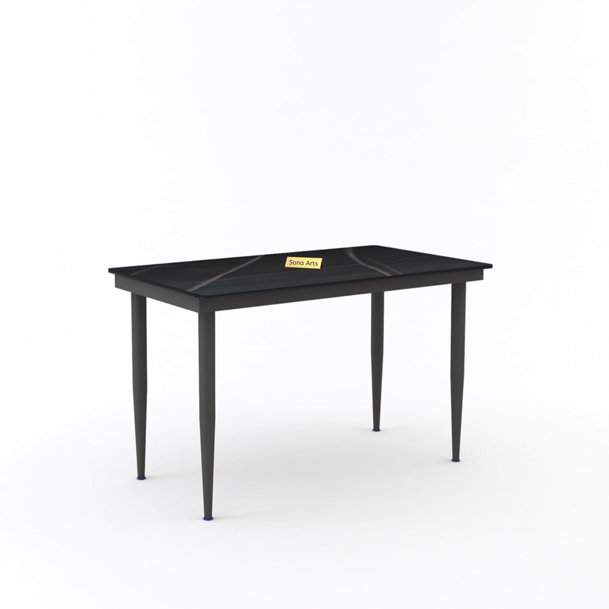 Marble Metal Black Solid Sheesham Wood 4 Seater Dining Table Set - styled in a dining room
