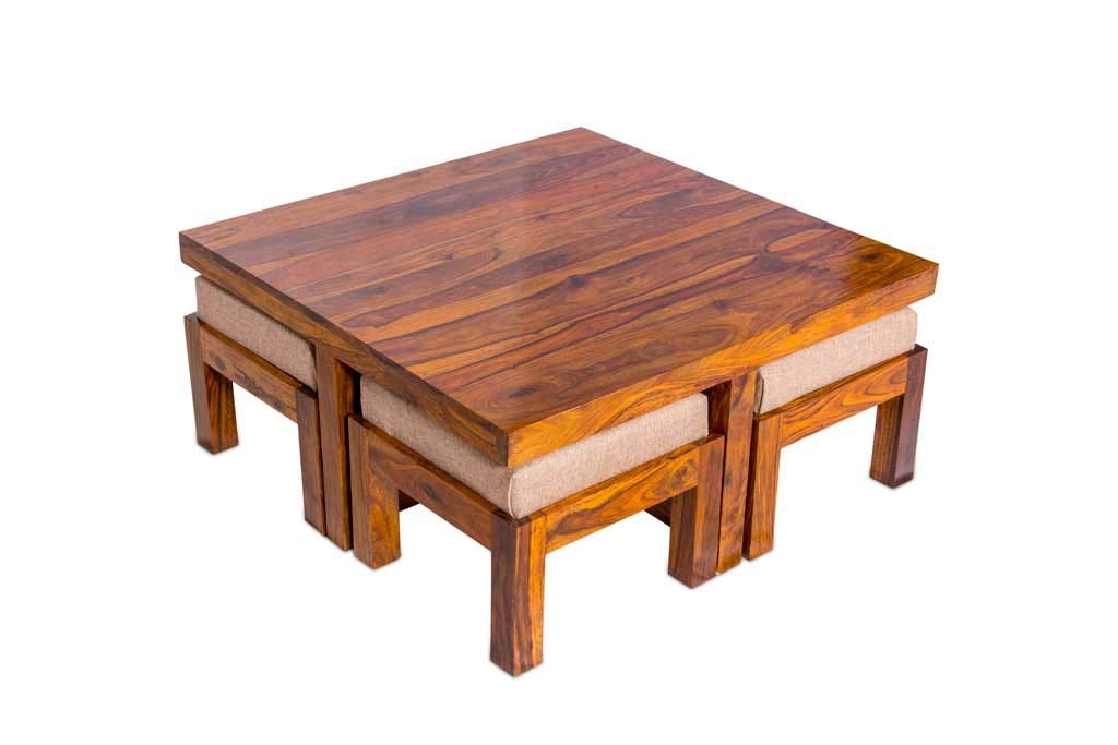 RK-CT4S-02 Solid Sheesham Wood Coffee Table - close-up of the natural finish and wood grain