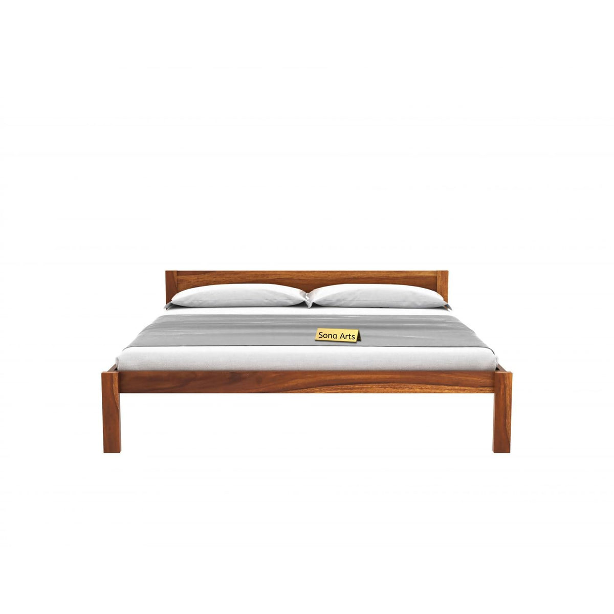 Single Patti Sheesham Wood Queen Size Bed without Storage in natural finish - close-up of the natural finish and wood grain