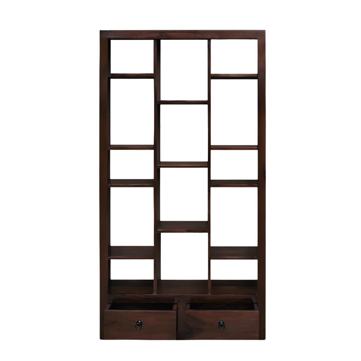 SAC-Zigzag Solid Sheesham Wood Book Shelf for Home Library in walnut finish - alternate view