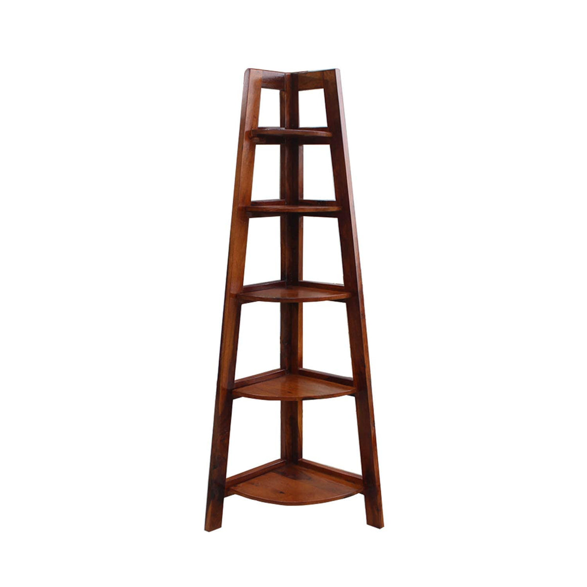 Corner Solid Sheesham Wood Corner Stand - side angle view