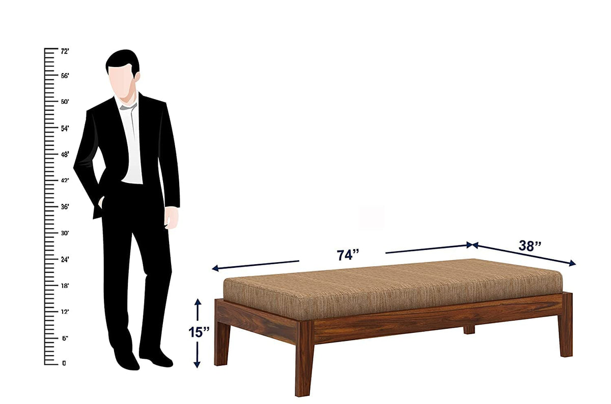 Taper Paya Solid Sheesham Wood Single Size Bed without Storage in natural finish - alternate view