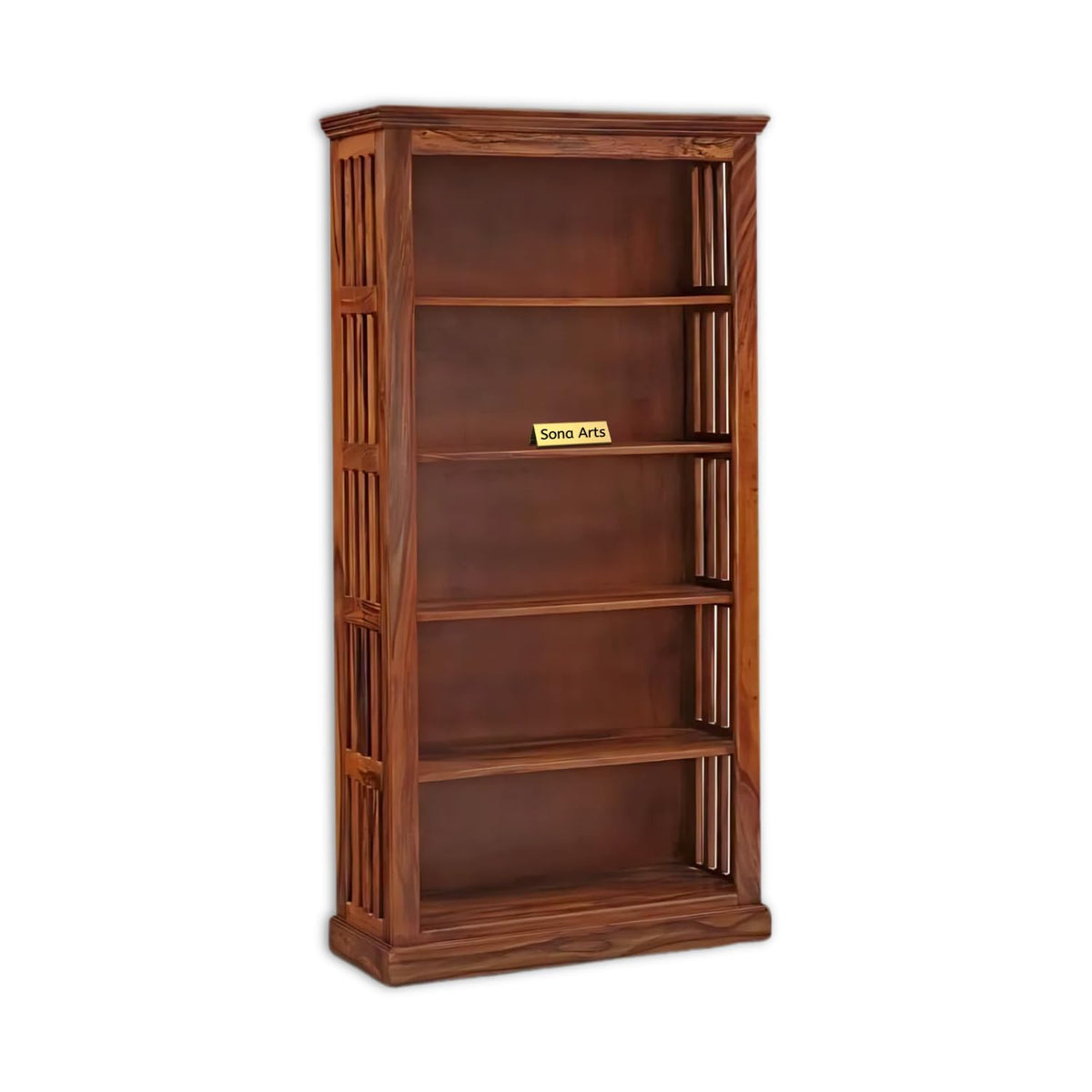 Fanti Solid Sheesham Wood Book Shelf for Home Library in natural finish - side angle view