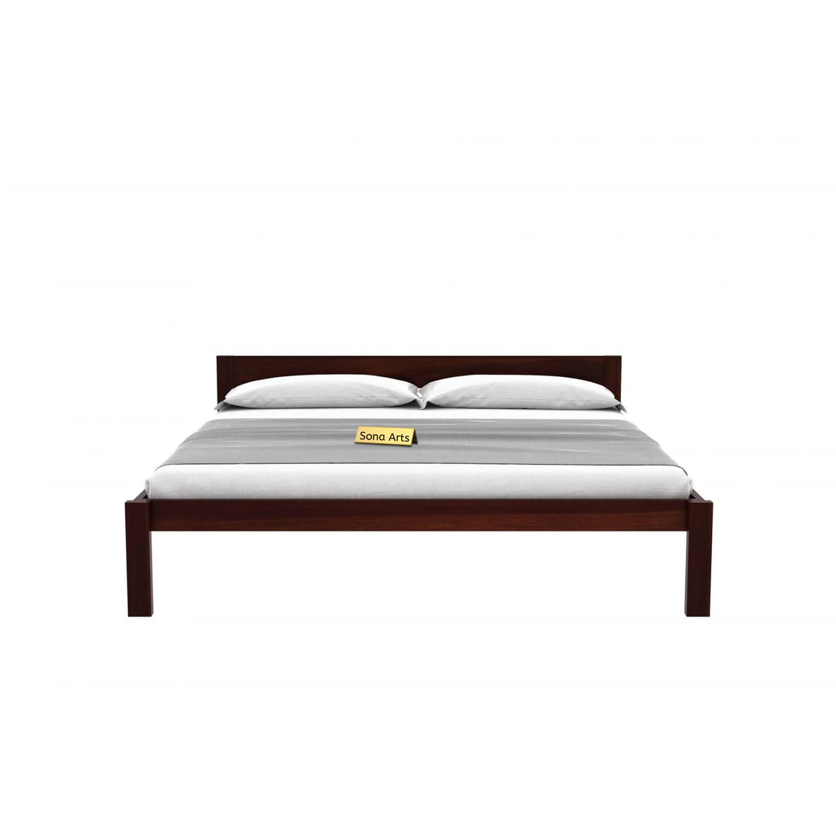 Single Patti Sheesham Wood King Size Bed without Storage in walnut finish - close-up of the walnut finish and wood grain