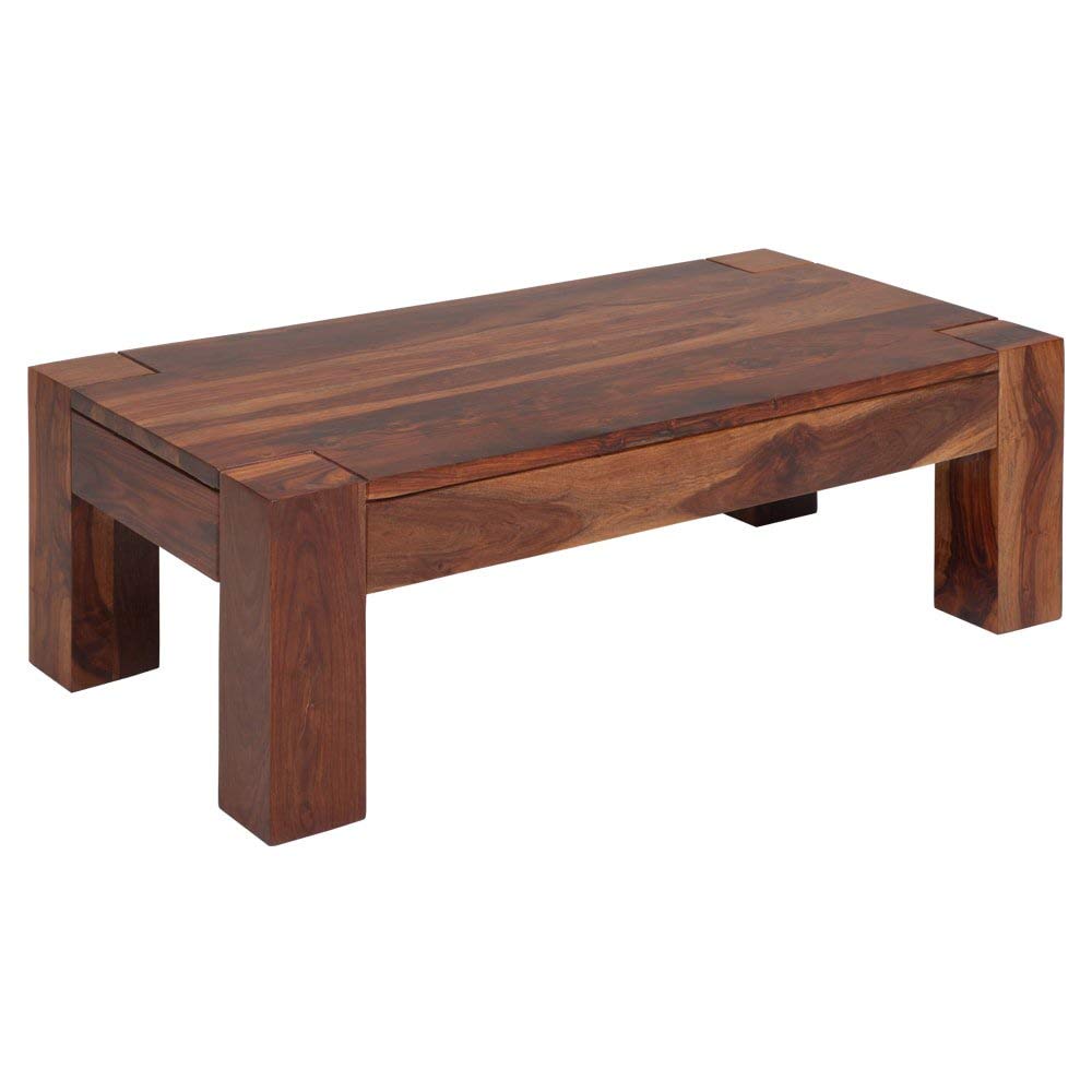 RK--02 Solid Sheesham Wood Coffee Table - close-up of the natural finish and wood grain