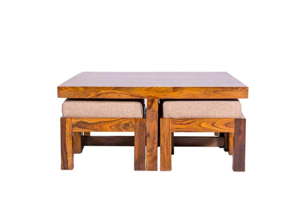 RK-CT4S-02 Solid Sheesham Wood Coffee Table - side angle view