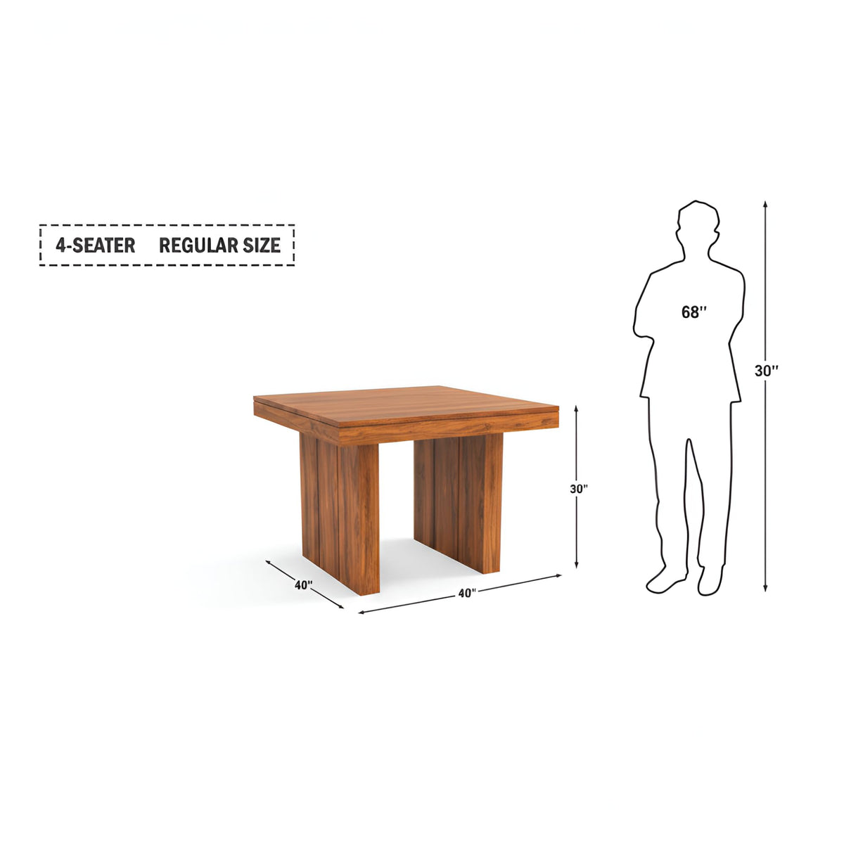 Poster Cushion Solid Sheesham Wood 4 Seater Dining Table Set - Natural Finish Poster Cushion Natural D2 - alternate view