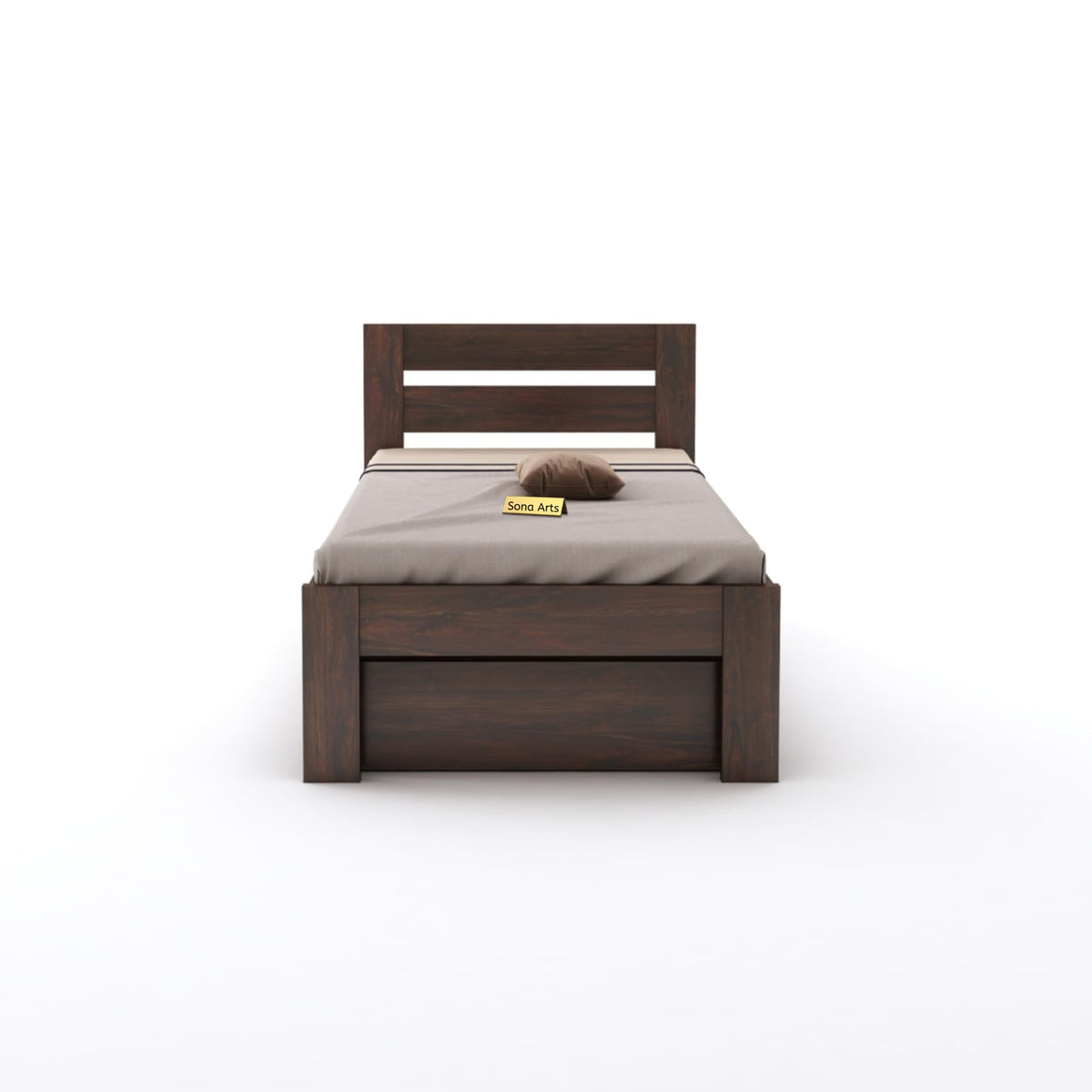Eros Solid Sheesham Wood Single Size Trundle Bed in walnut finish - styled in a kids' bedroom