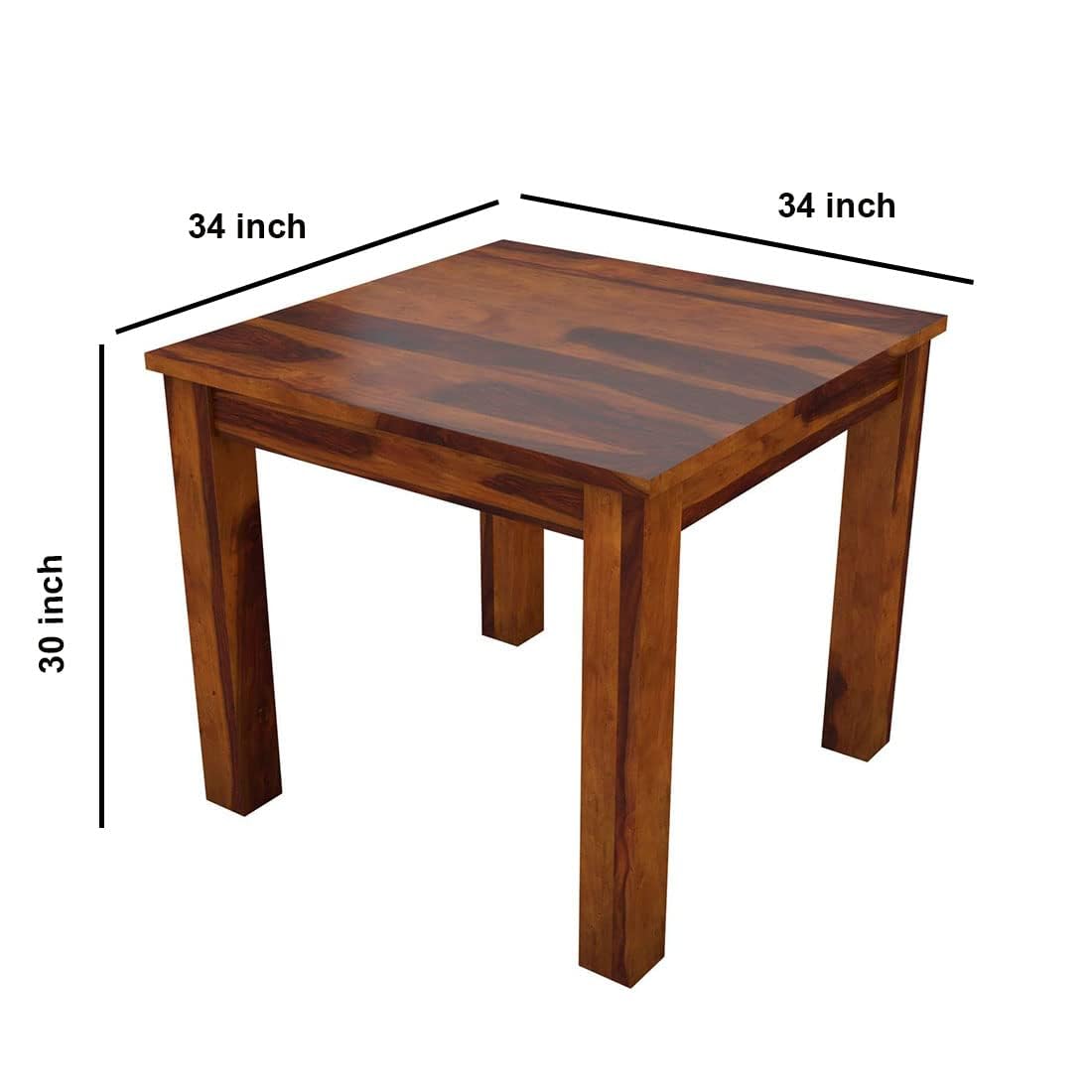 Capsule 3 x 3 Cushion Green Solid Sheesham Wood 4 Seater Dining Table Set in natural finish - alternate view