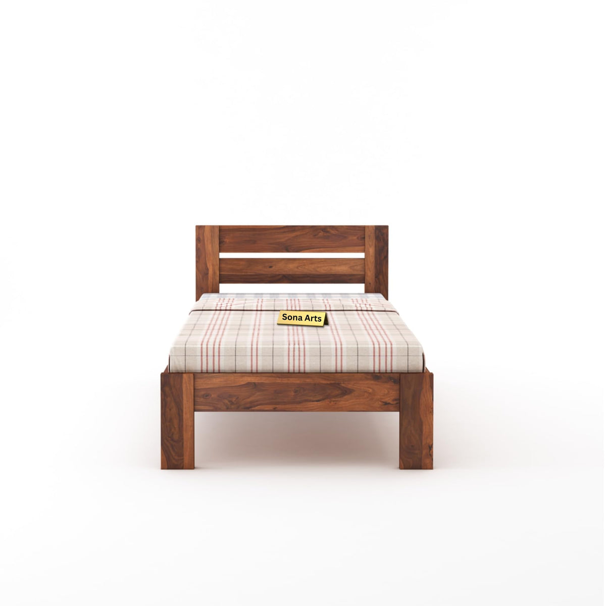 Eros Solid Sheesham Wood Single Size Bed without Storage in natural finish - alternate view
