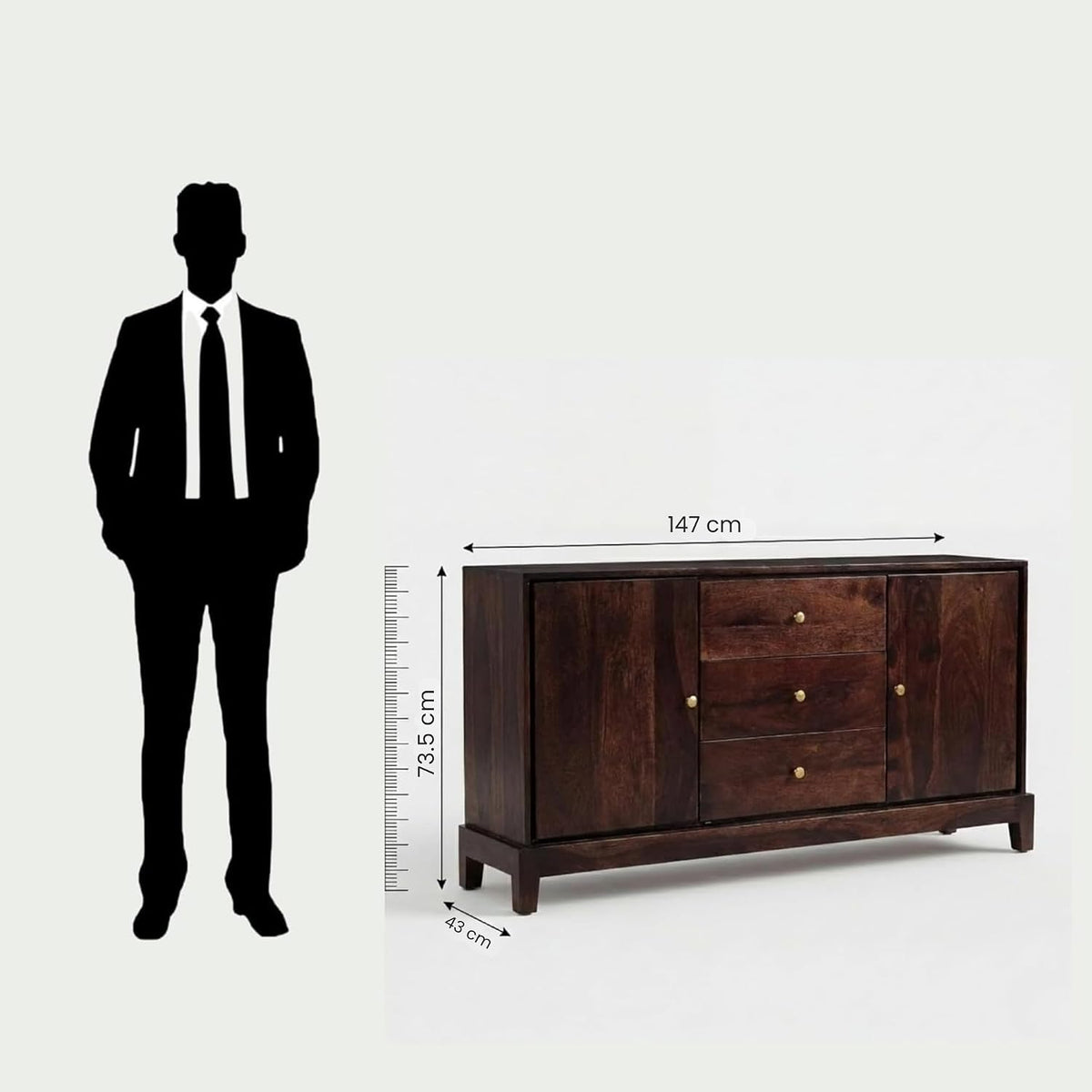 Oaklyn Sheesham Wood Stand Sideboard TV Cabinet for Living Room - Walnut Finish