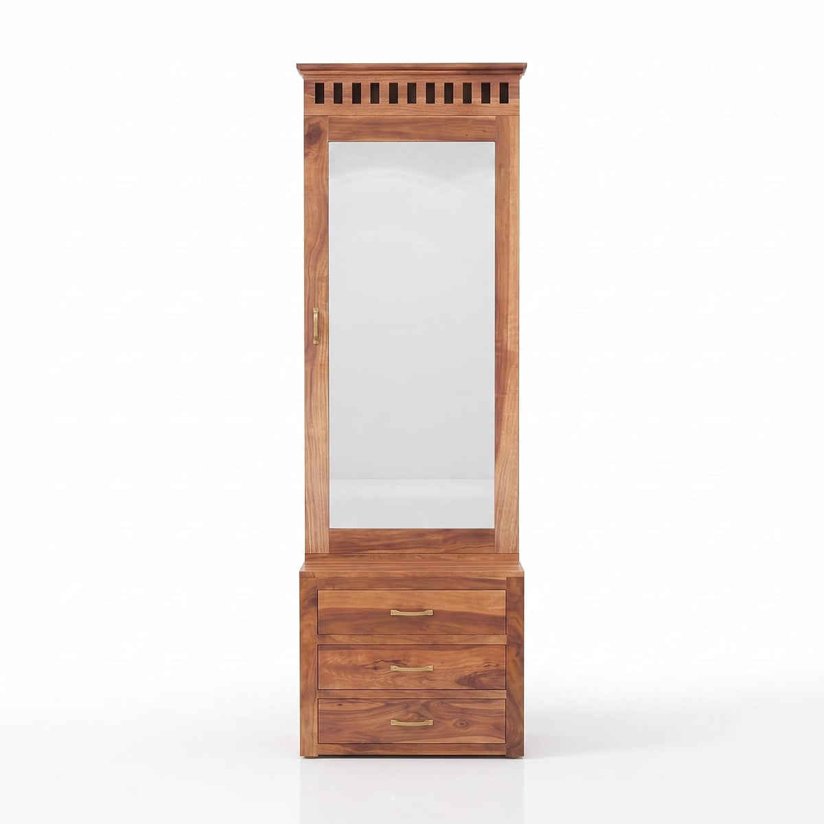 Kuber Solid Sheesham Wood Dressing Table in natural finish - styled in a bedroom