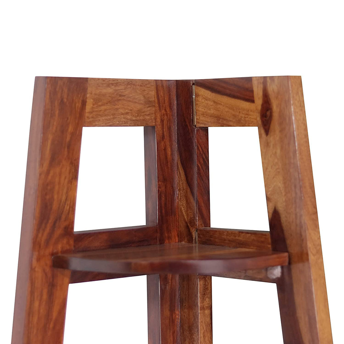 Corner Solid Sheesham Wood Corner Stand - styled in a living room