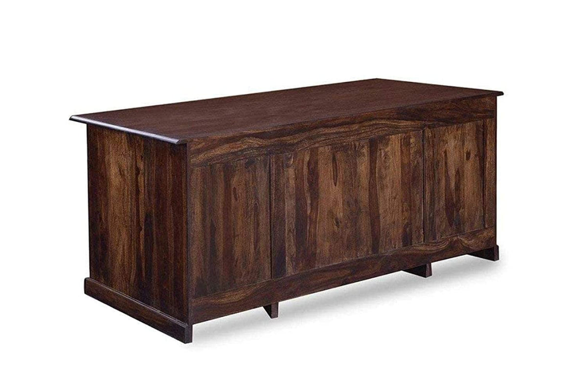 Computer Solid Sheesham Wood Study Table in walnut finish - corner angle view