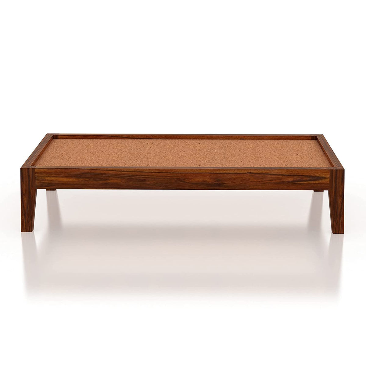Taper Paya Sheesham Wood Single Size Bed without Storage in natural finish - close-up of the natural finish and wood grain