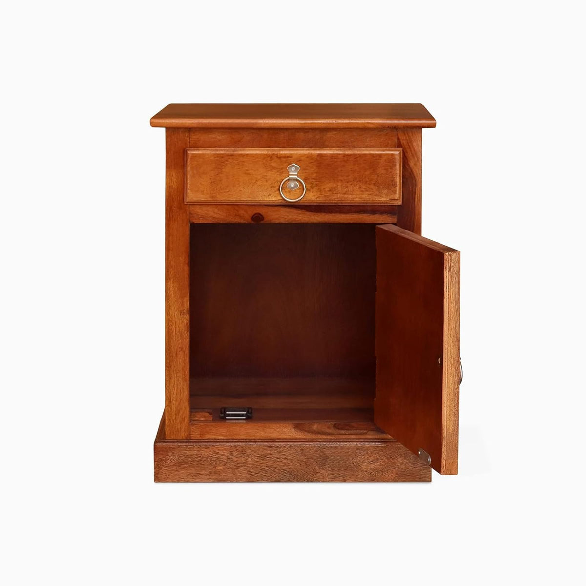 Niwar Solid Sheesham Wood Bedside Table in natural finish - drawer detail