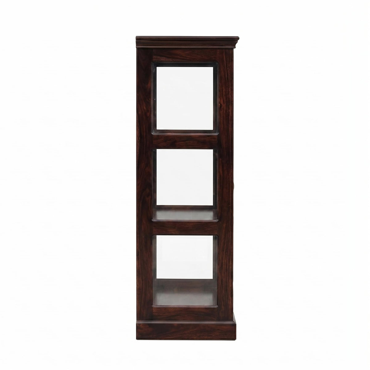 Mini 20 Glass Solid Sheesham Wood Book Shelf for Home Library in walnut finish - corner angle view