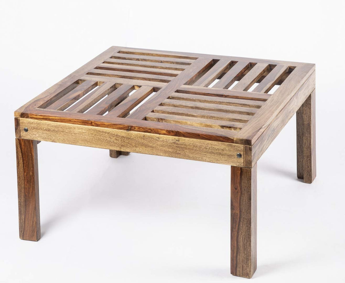 RK--16 Solid Sheesham Wood Coffee Table - side angle view