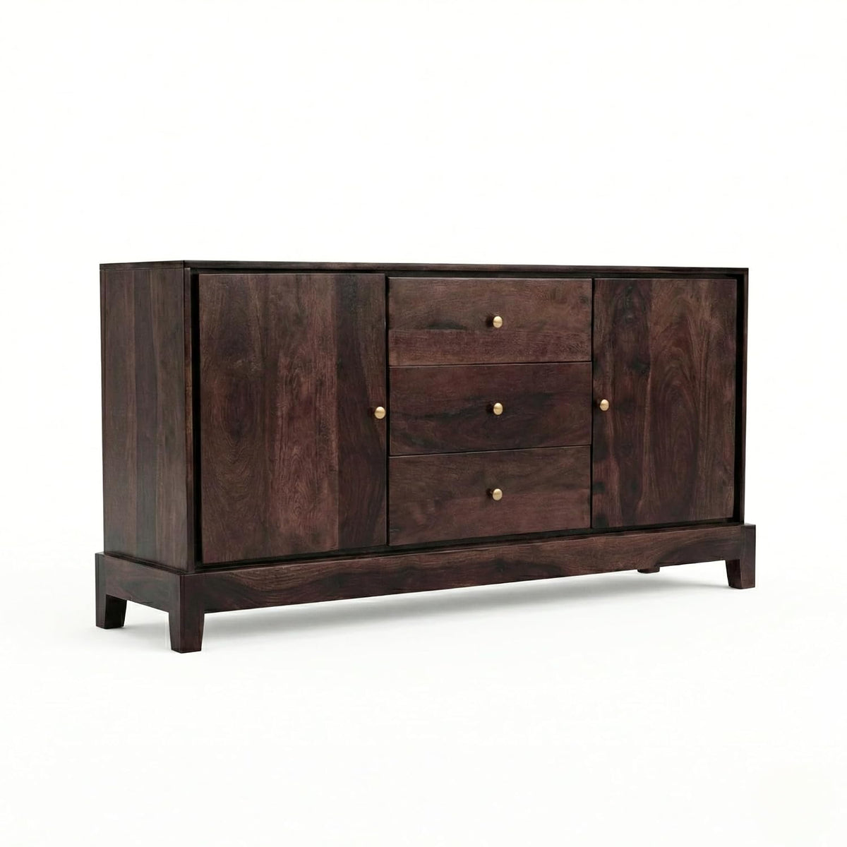 Oaklyn Sheesham Wood Stand Sideboard TV Cabinet for Living Room - Walnut Finish