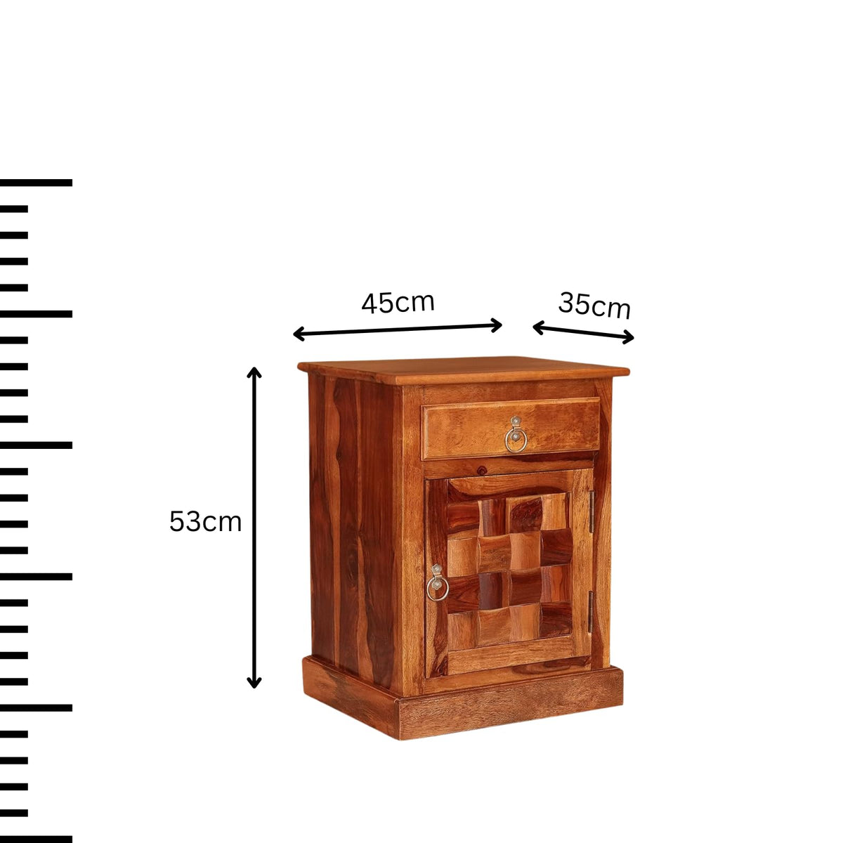 Niwar Solid Sheesham Wood King Size Bed with Box Storage in walnut finish - storage space close-up