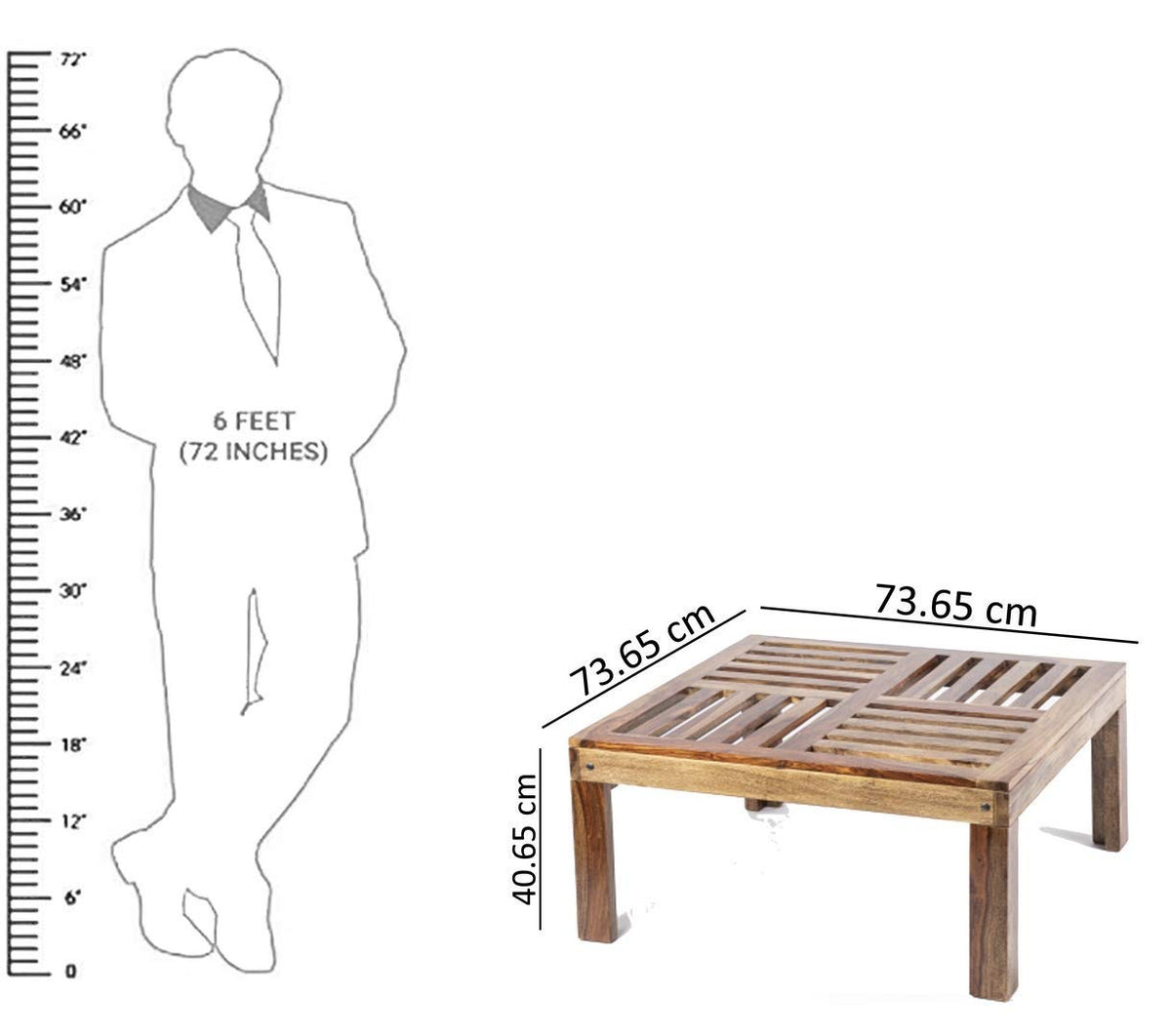 RK--16 Solid Sheesham Wood Coffee Table - alternate view