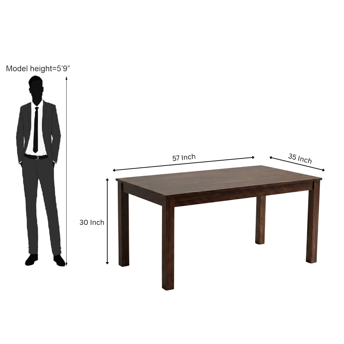 Poster Sheesham Wood 4 Seater Dining Table Set with Bench - Walnut Finish Poster 6 Seater Bench Walnut D2 - corner angle view