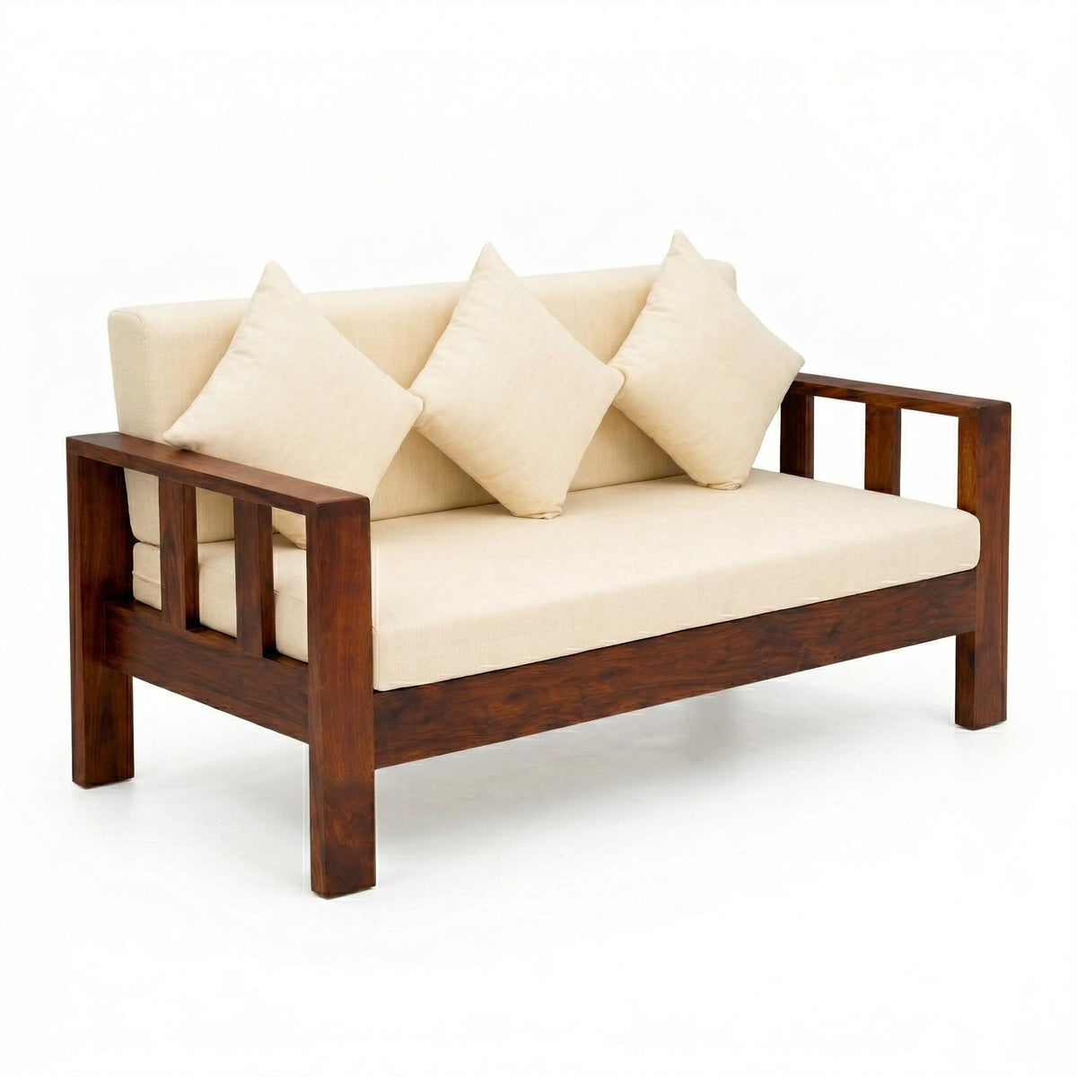 Natraj 3 Seater Solid Sheesham Wood Sofa Set for Living Room in natural finish - alternate view