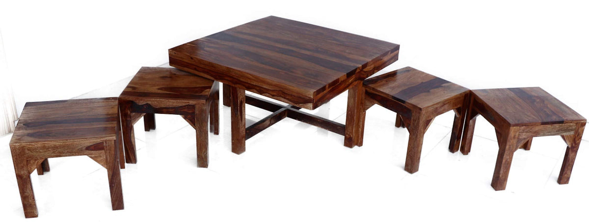 RK-CT4S-05 Solid Sheesham Wood Coffee Table - styled in a living room