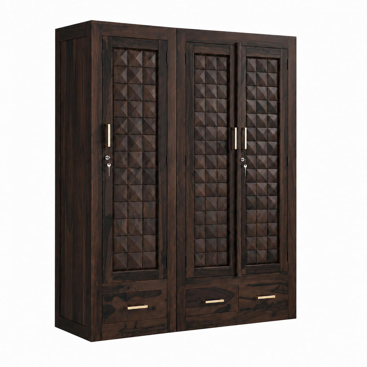 Diamond BWS-W-C-BT-W-K Solid Sheesham Wood Bedroom Furniture Set - styled in a bedroom