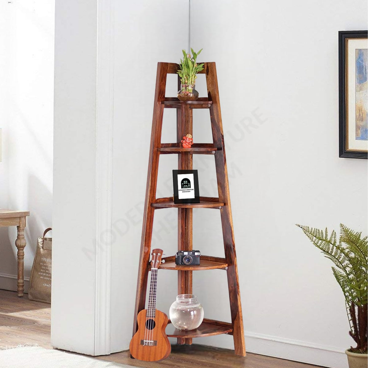 Corner Solid Sheesham Wood Corner Stand