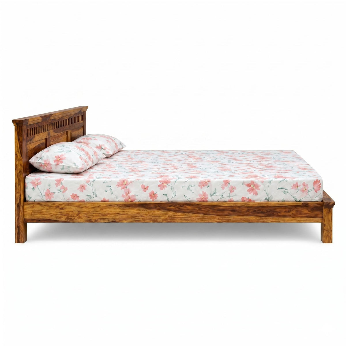 Kuber Platform bed Solid Sheesham Wood King Size Bed without Storage in natural finish - alternate view