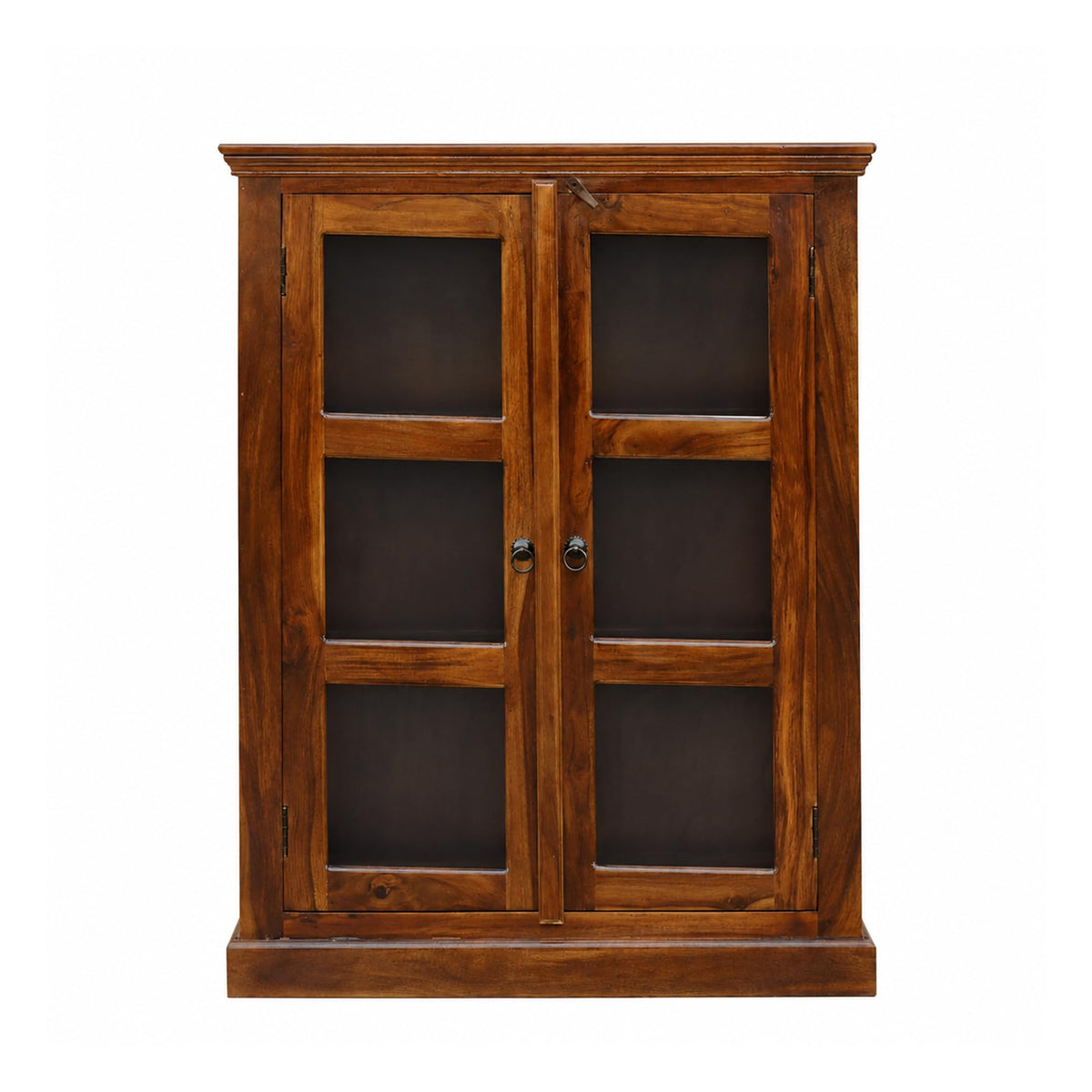 Mini 20 Glass Sheesham Wood Book Shelf for Home Library in natural finish - close-up of the natural finish and wood grain
