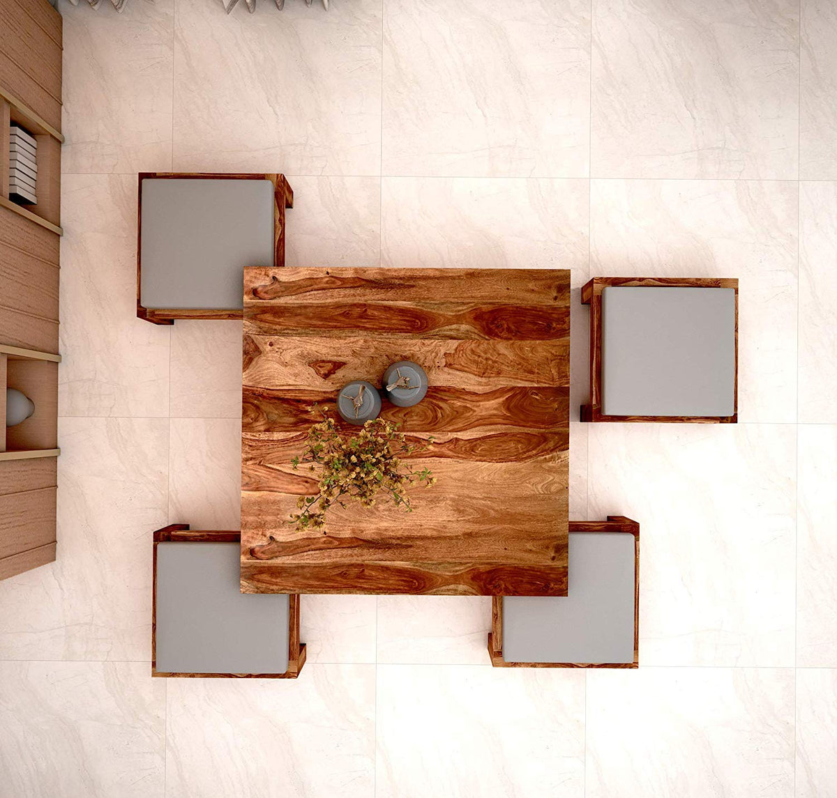 RK-CT4S-14 Solid Sheesham Wood Coffee Table - side angle view