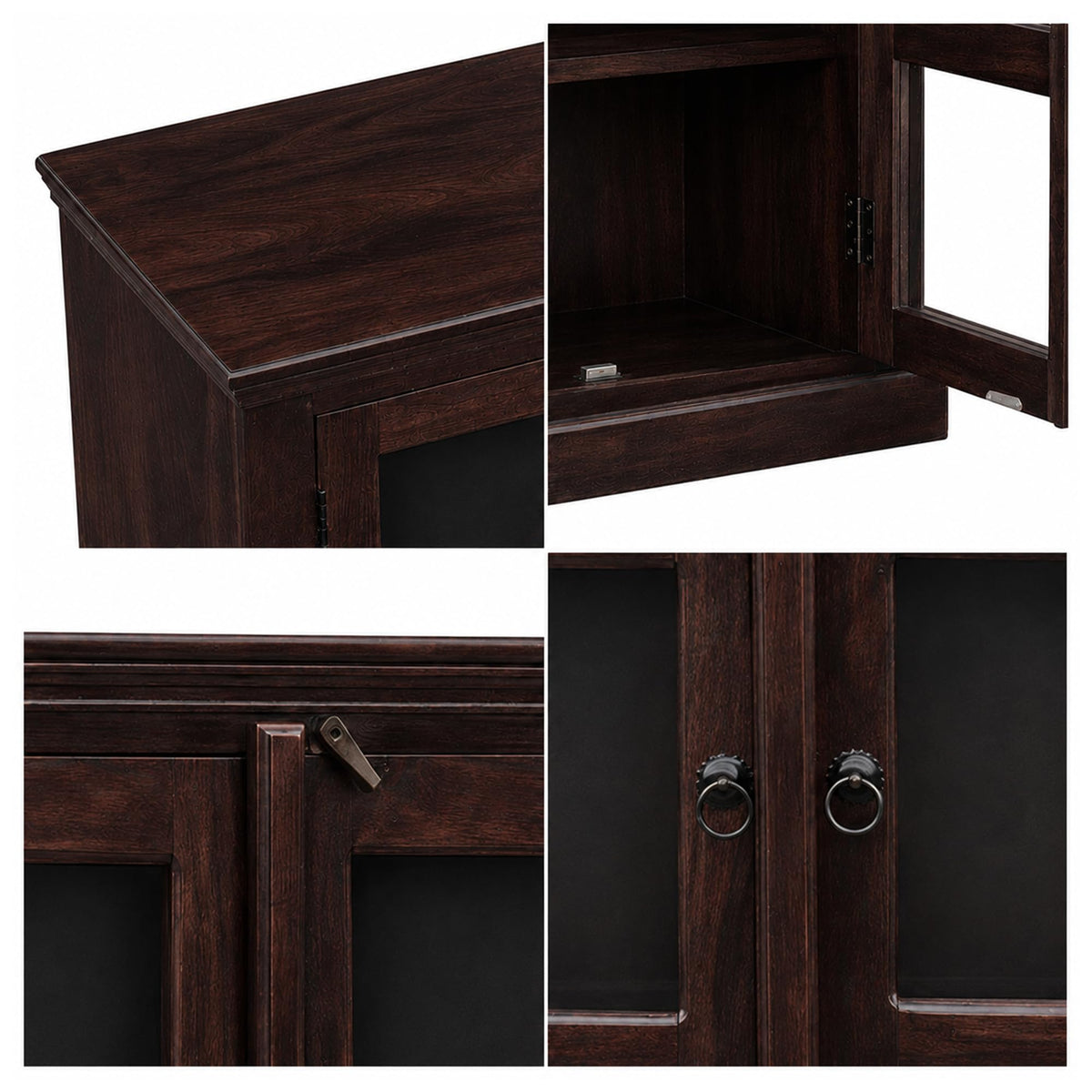 Mini 20 Glass Solid Sheesham Wood Book Shelf for Home Library in walnut finish - full product view
