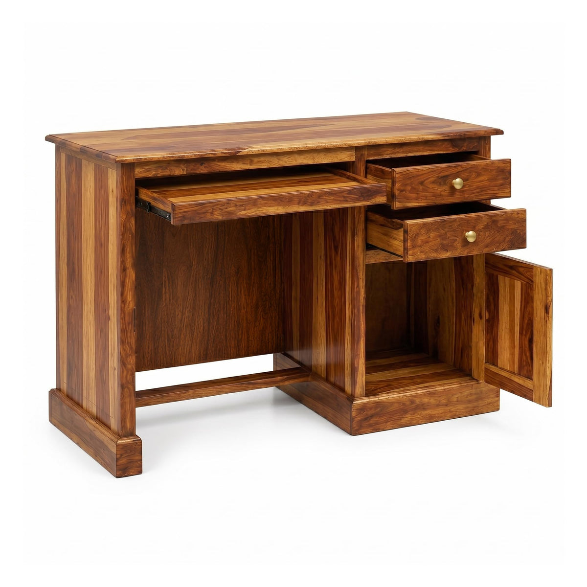 Carmel Lite Solid Sheesham Wood Study Table in natural finish - close-up of the natural finish and wood grain