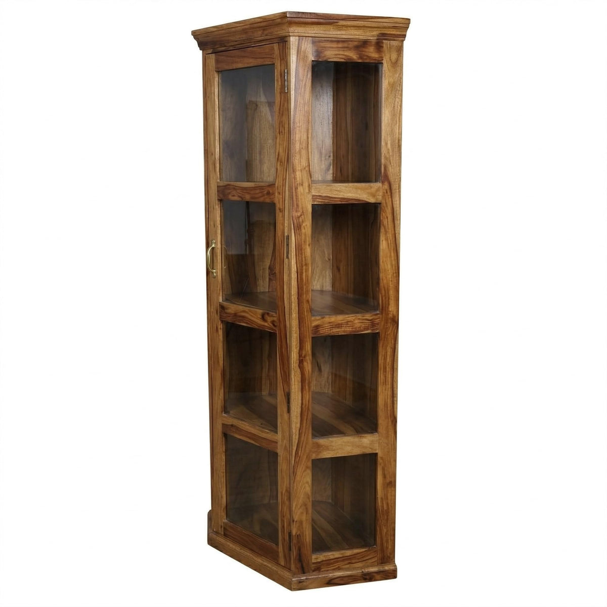 Astro Solid Sheesham Wood Book Shelf for Home Library in teak finish - open shelf detail