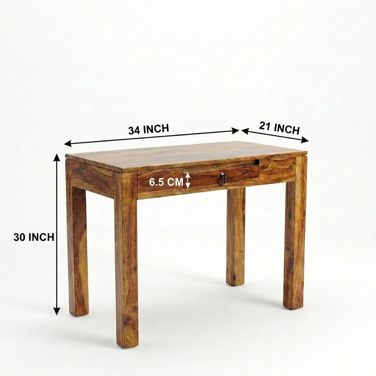 Clara with Chair Solid Sheesham Wood Study Table in natural finish - styled in a home office