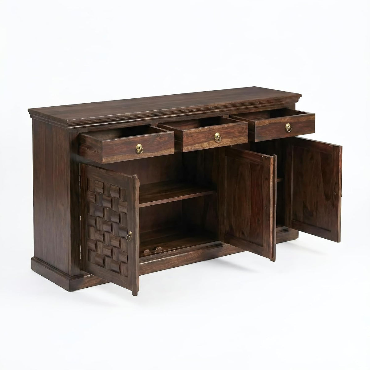 Niwar Wooden Sideboard Tv Cabinet for Living Room - Walnut Finish