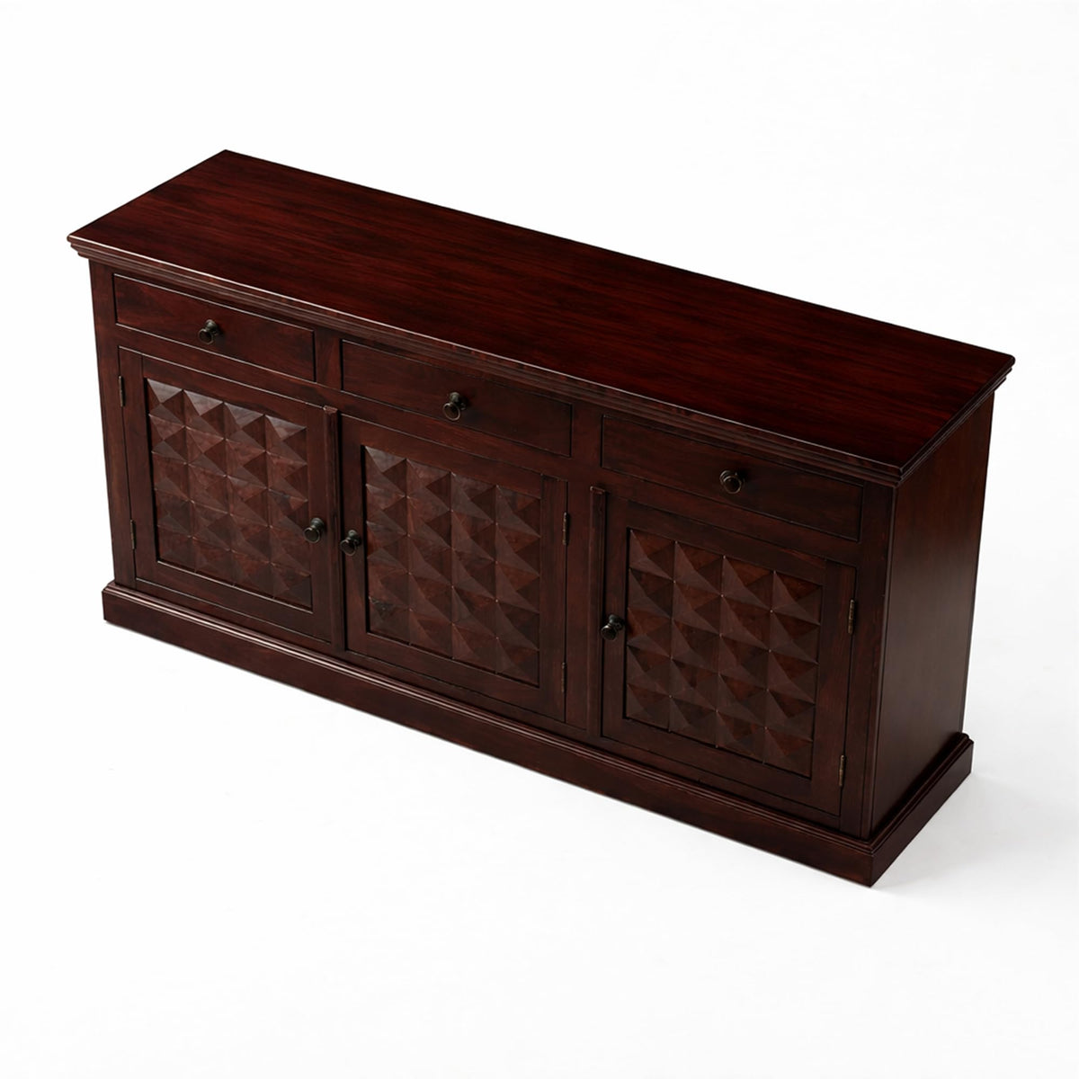 Diamond Solid Sheesham Wood Sideboard Cabinet for Living Room in walnut finish - cabinet door detail