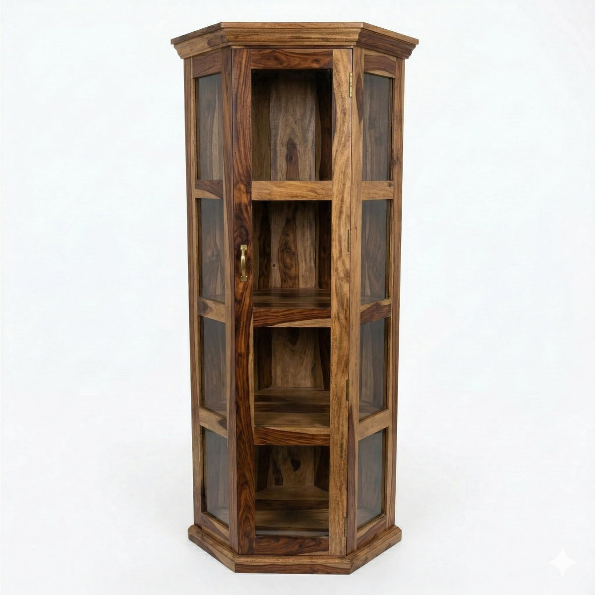 Astro Solid Sheesham Wood Book Shelf for Home Library in teak finish - styled in a living room