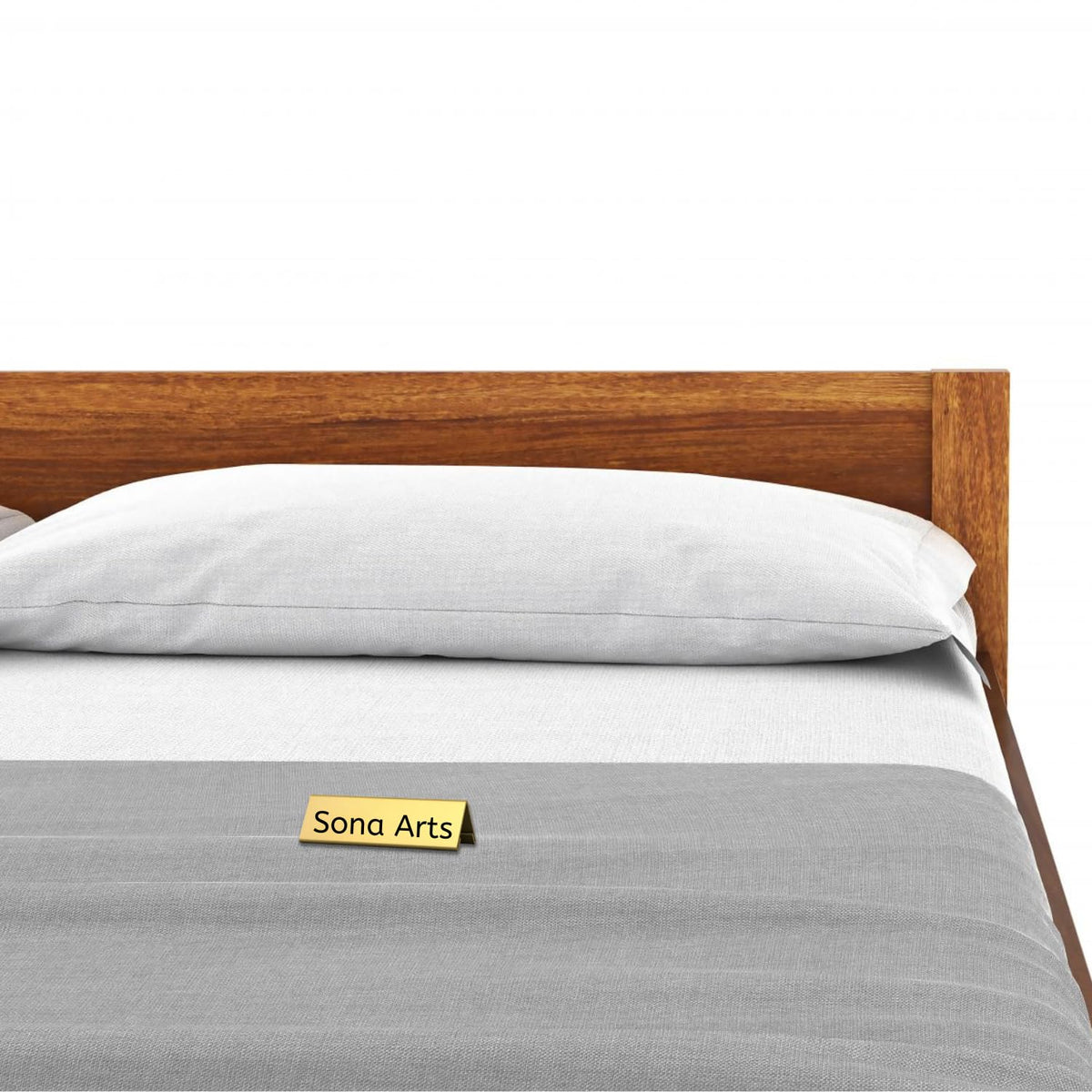 Single Patti Solid Sheesham Wood Queen Size Bed without Storage in natural finish - alternate view