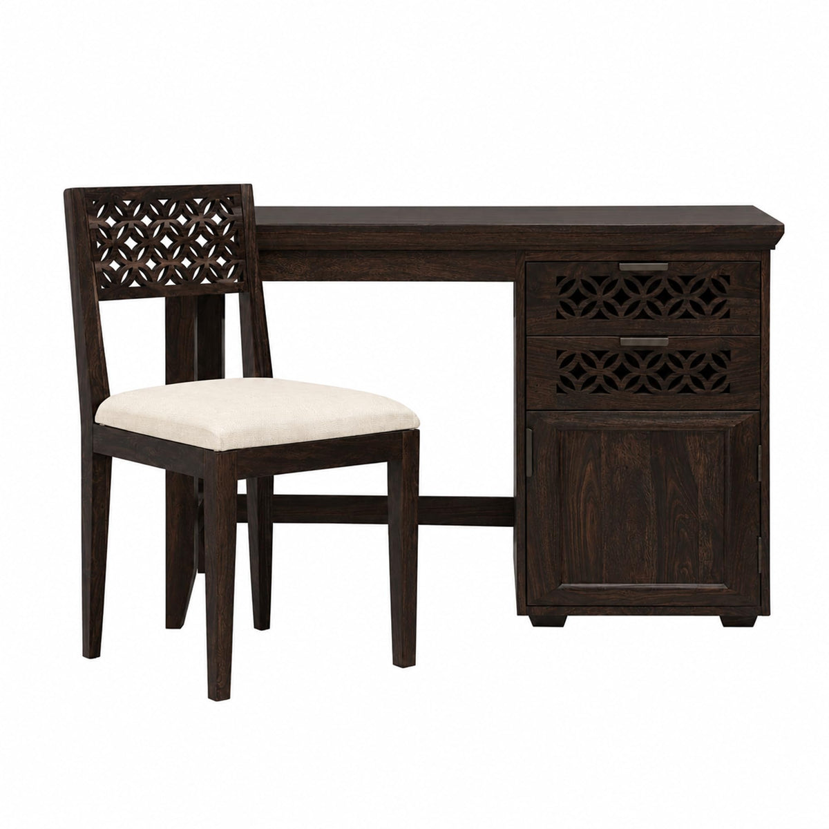 CNC Solid Sheesham Wood Study Table in walnut finish - alternate view