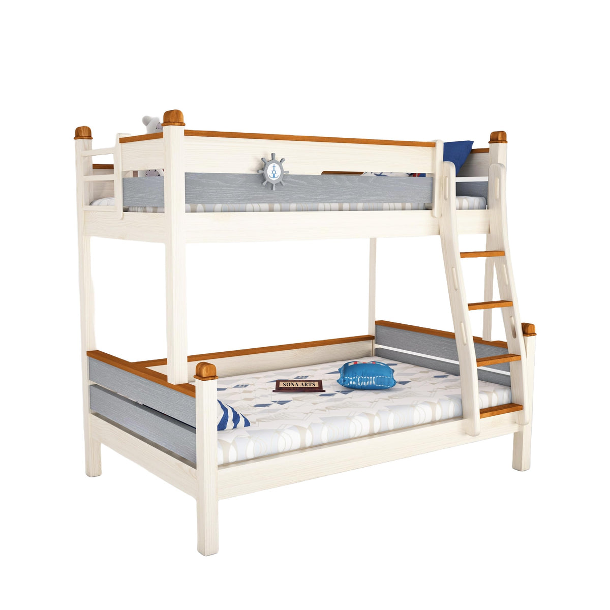 Deco Paint Bunk Solid Sheesham Wood Bunk Bed - side angle view