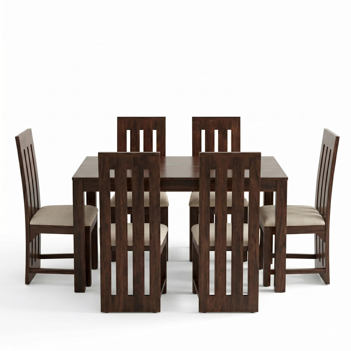 Poster Cushion Sheesham Wood 4 Seater Dining Table Set in natural finish - close-up of the natural finish and wood grain