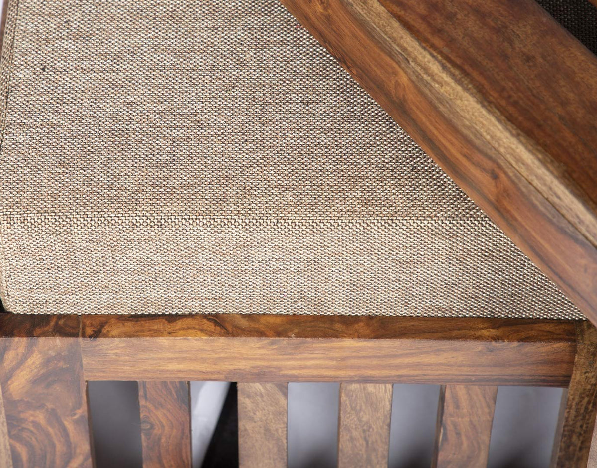 Japani Jali Stool Jali Cushion Natural Solid Sheesham Wood Coffee Table - stool close-up
