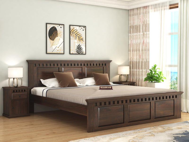 Kuber Collection solid Sheesham wood bed by Sona Arts