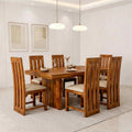 Poster Solid Sheesham Wood 6 Seater Dining Table Set Finish - Honey