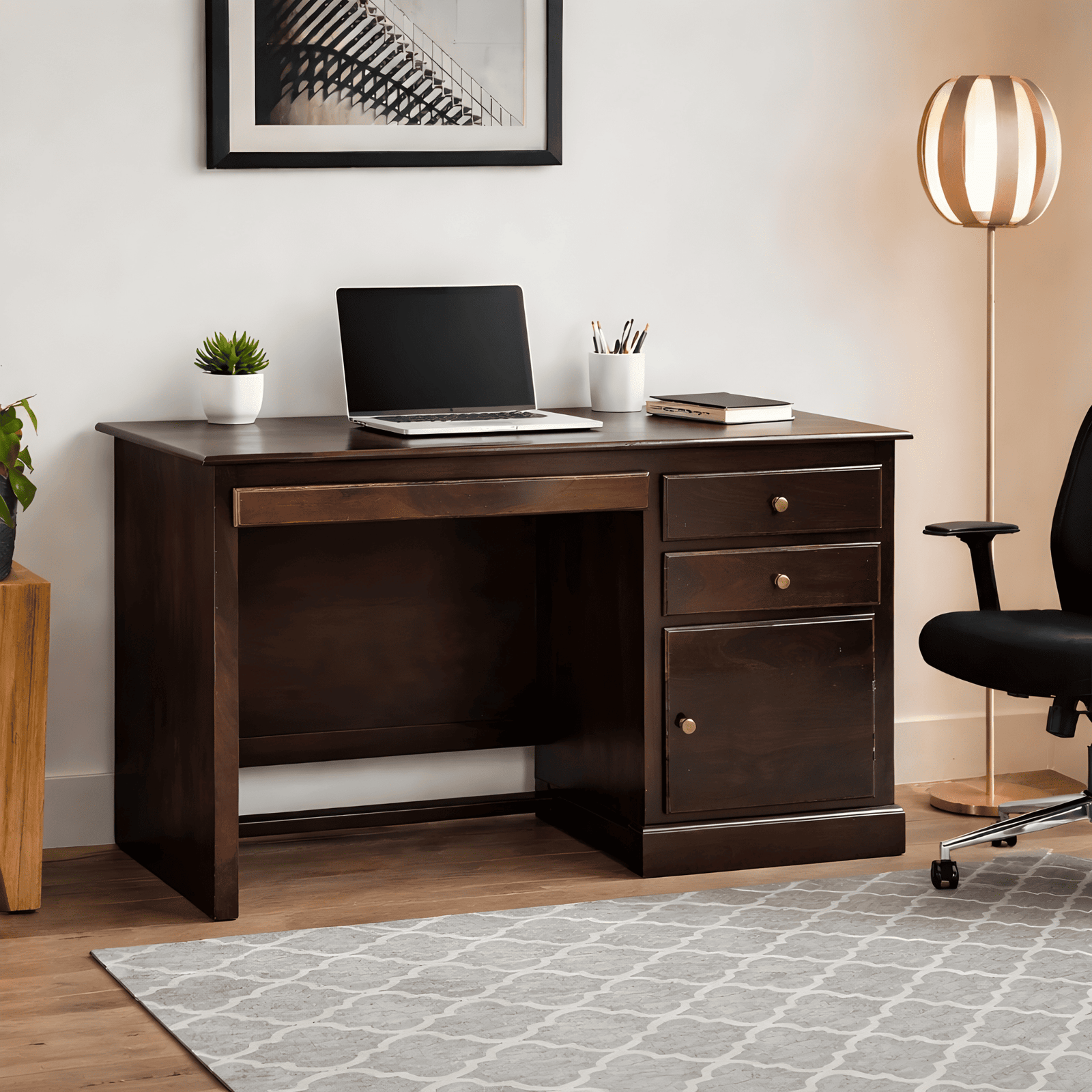 Carmel LiteSheesham Wooden Study Table for Students Desk Walnut